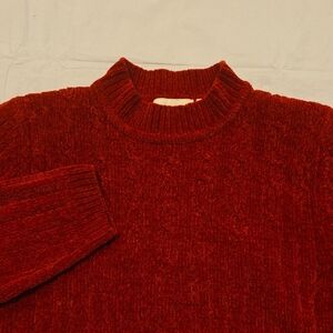 Alfred‎ Dunner Womens Chenille Cable Knit Sweater Red  L